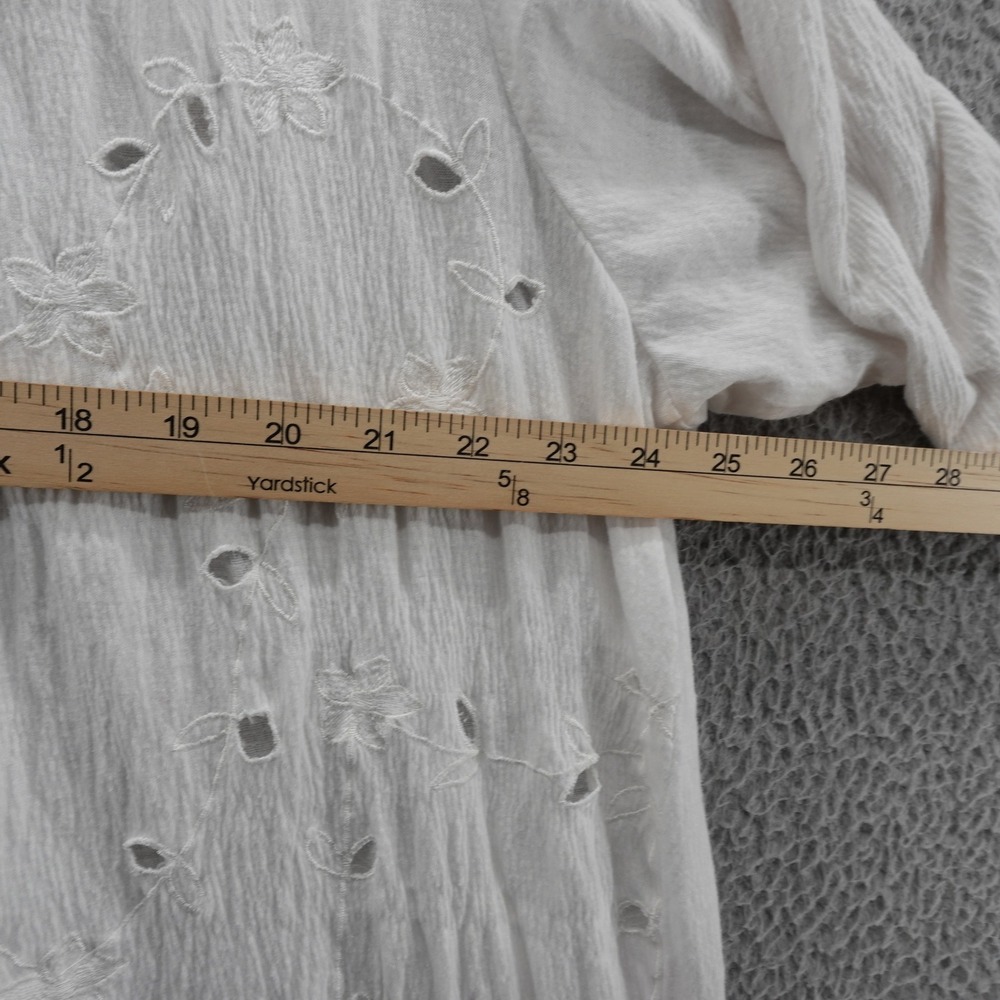 Roamans Embroidered Blouse Tunic Top 18 20 White Womens Cotton Button Down - Picture 7 of 12